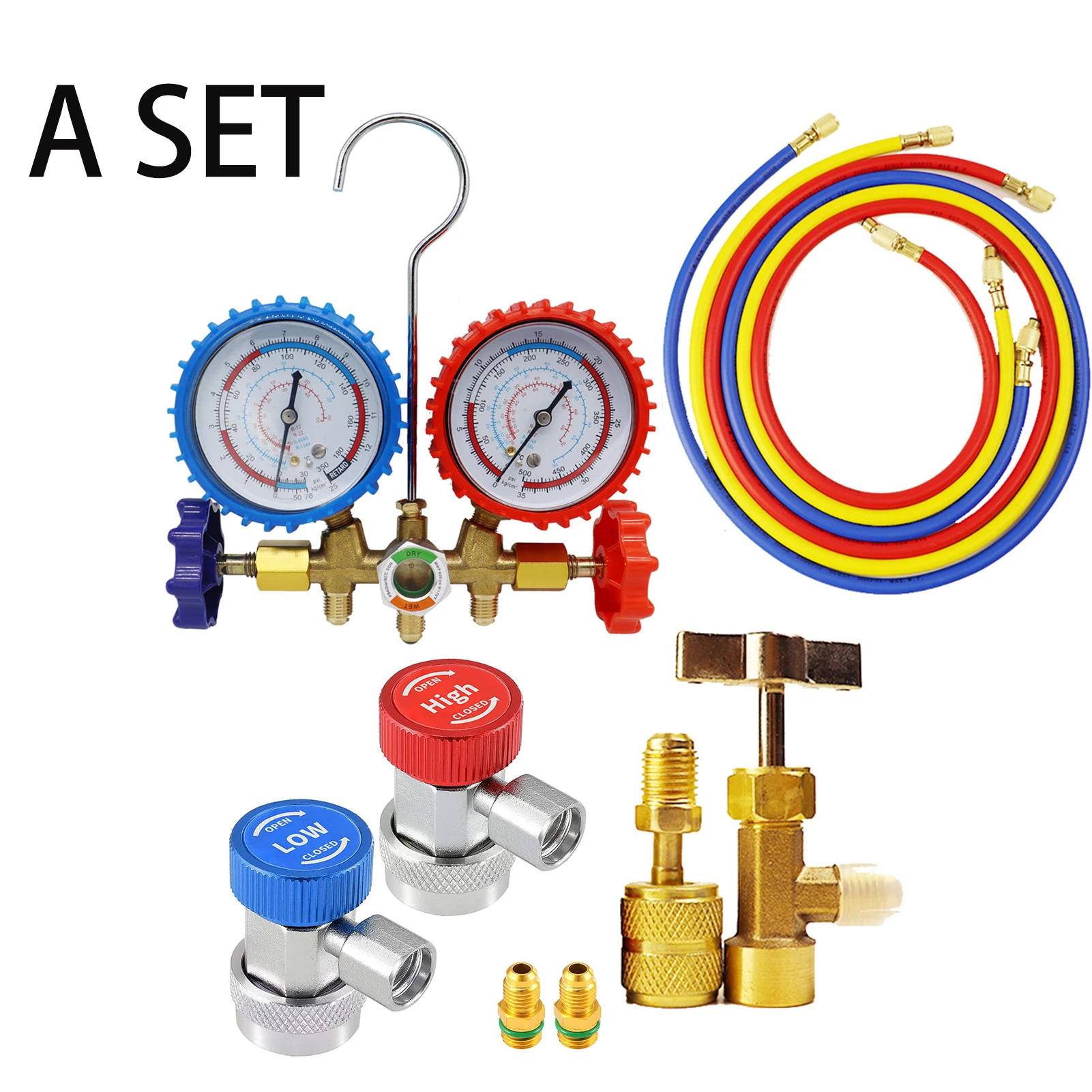 

For R404A R12 R22 R134A NEW Refrigerant Manifold Gauge Air Condition Refrigeration Set Air Conditioning Tools With Hose And Hook