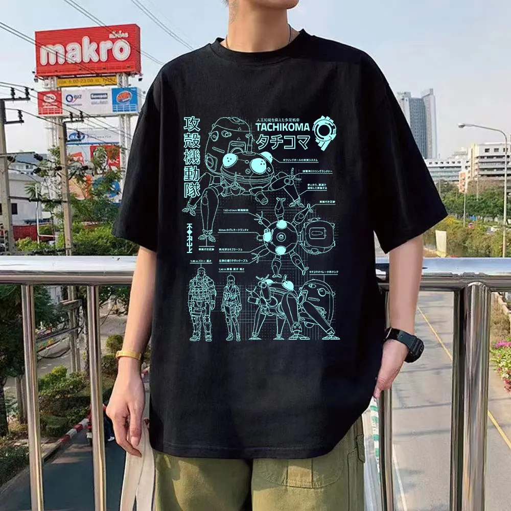 

Japan Manga Ghost In The Shell T-Shirts Men Cotton Short Sleeve Tee Shirt Anime Kusanagi Motoko Oversized Fashion Unisex T Shirt