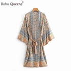 Женское пляжное кимоно с рукавами летучая мышь и цветочным принтом