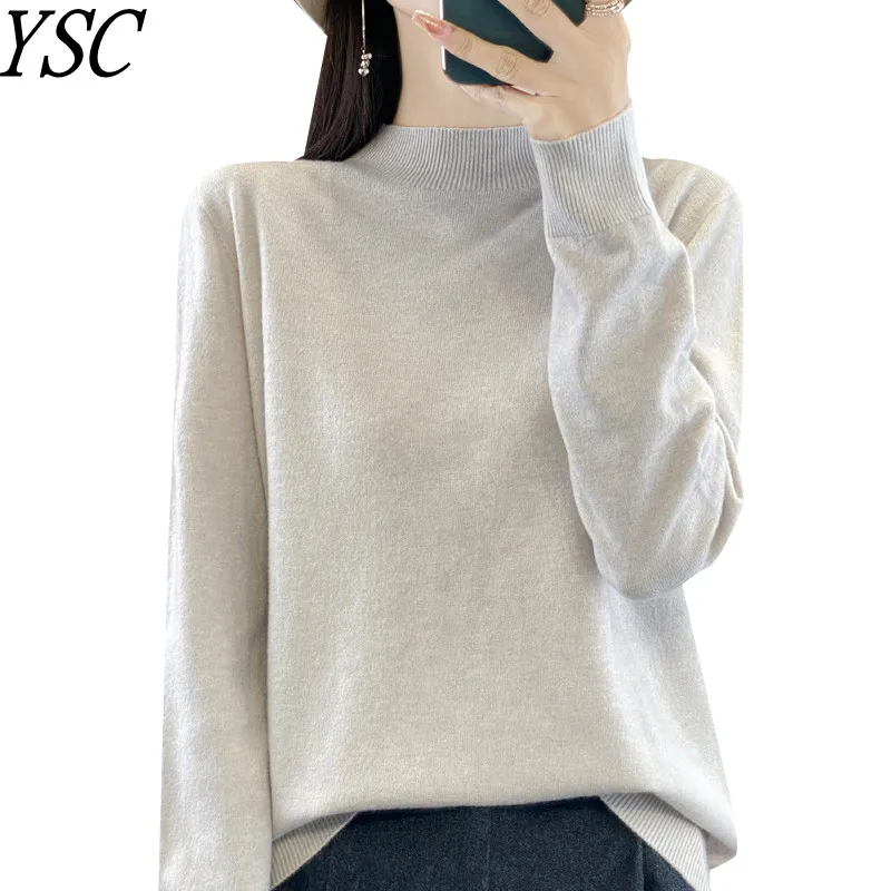 Бесшовный женский вязаный кашемировый пуловер модный шерстяной свитер с высоким