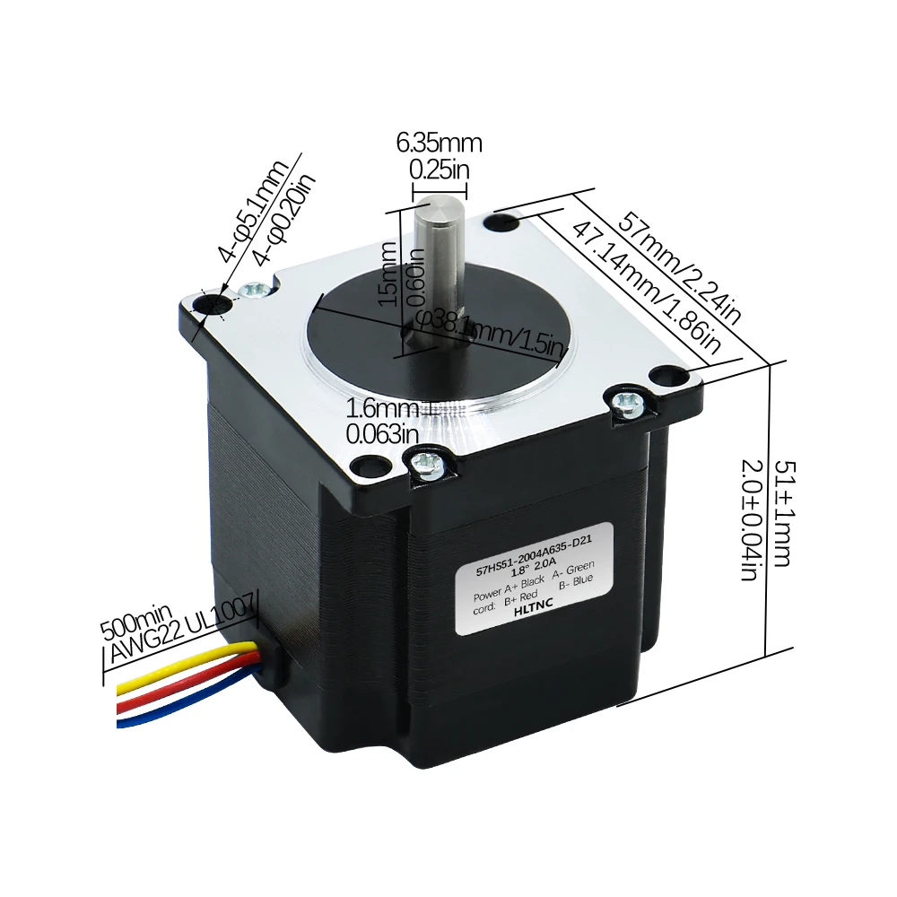 Комплект шагового двигателя HLTNC 57*51 для фрезерного станка с ЧПУ двигатель Nema 23