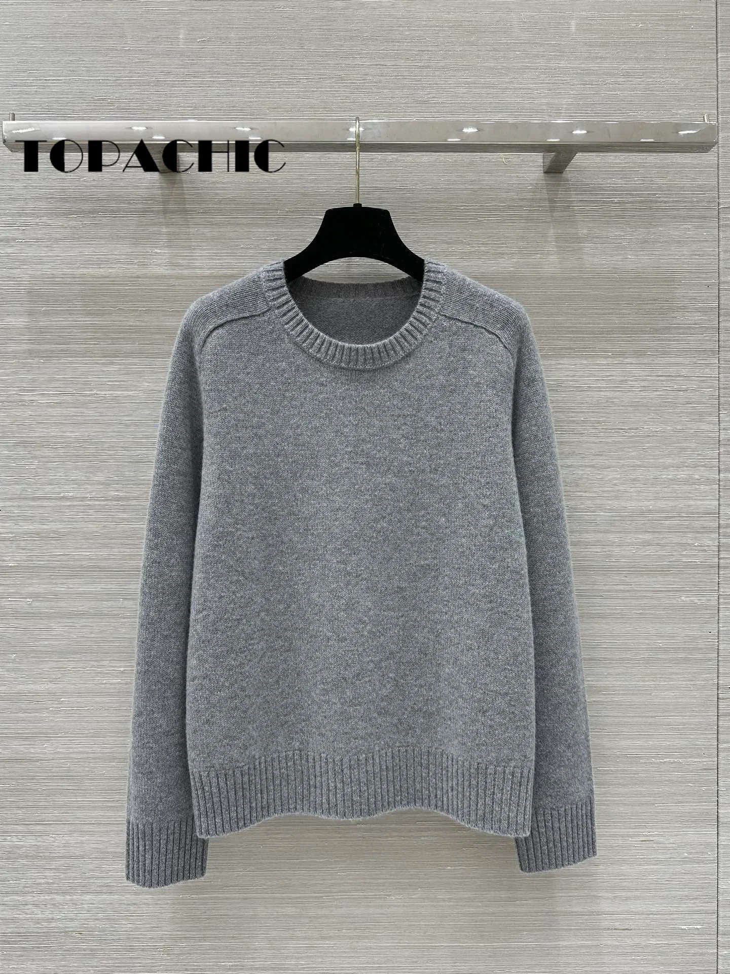 11.5 TOPACHIC-Женская одежда с круглым вырезом однотонный 100% кашемир трикотажные