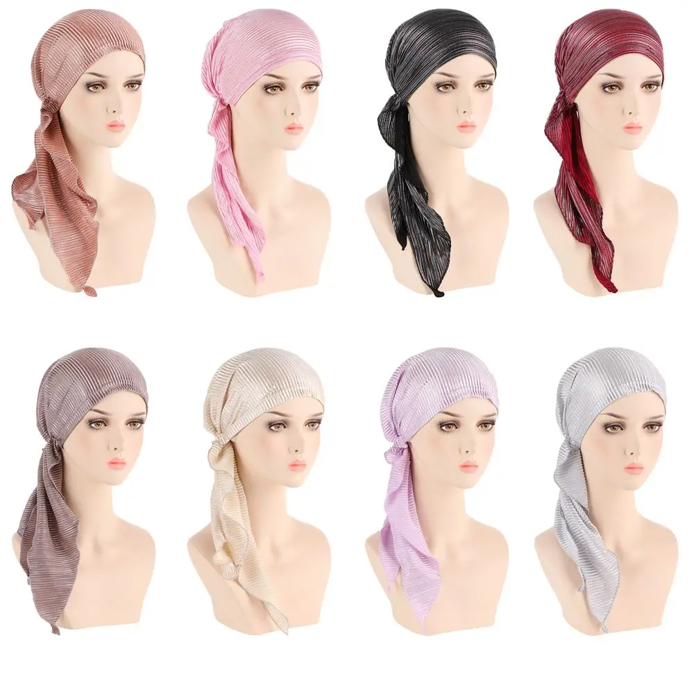 

Head Cover Headscarf Turban Headwrap Headwear Beanie Cap Pre-Tied Bonnet Muslim Hijab Cancer Chemo Cap