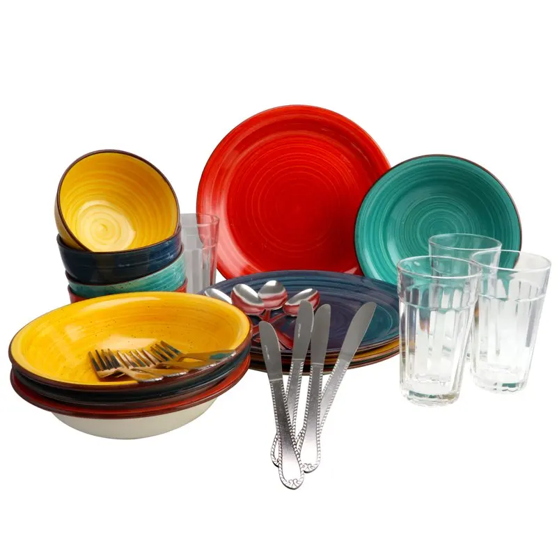 

Color Speckle 28 Piece Mix and Match Dinnerware Combo Set