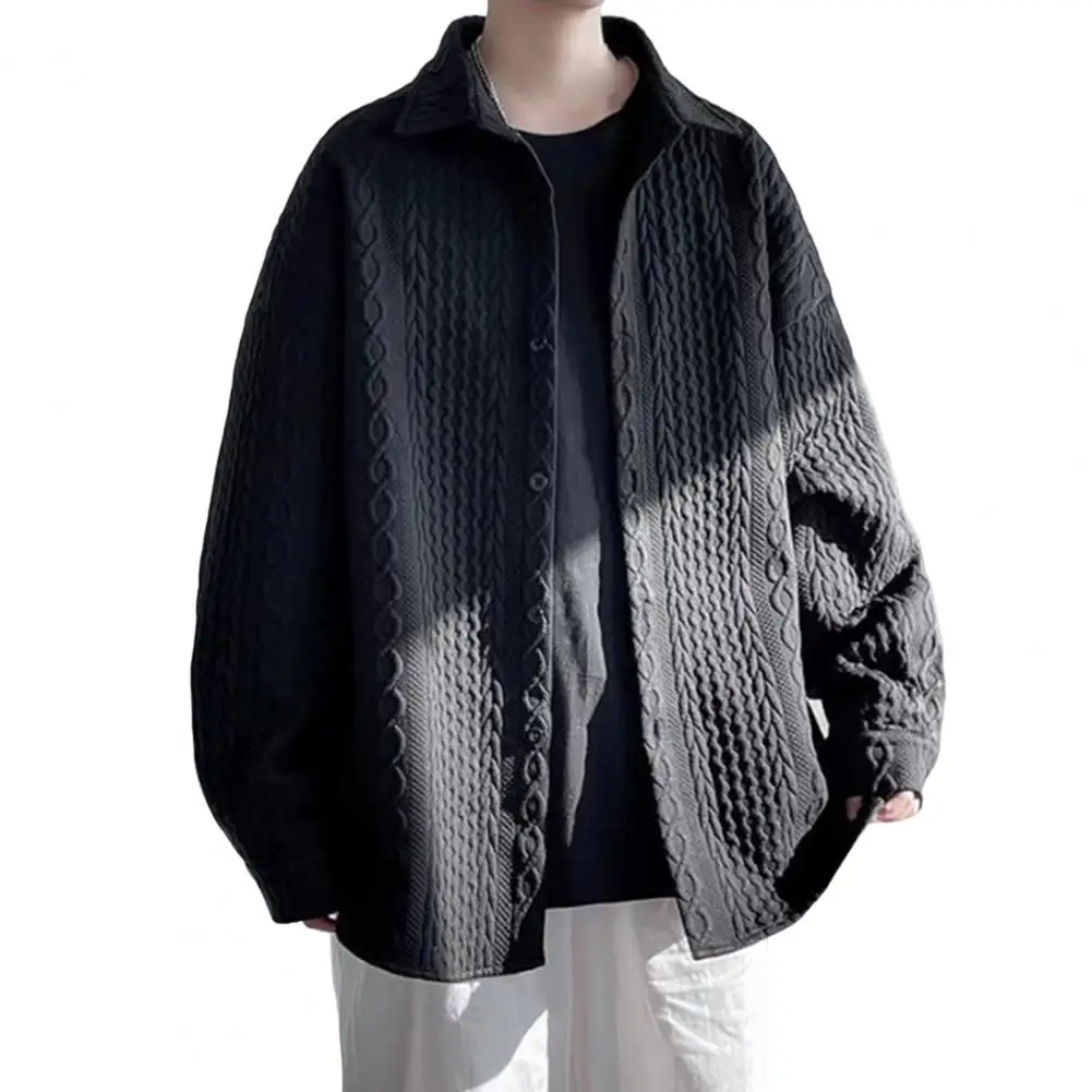 

Men Coat Spring Autumn Men Jacket Pure Color Turndown Collar Jacket