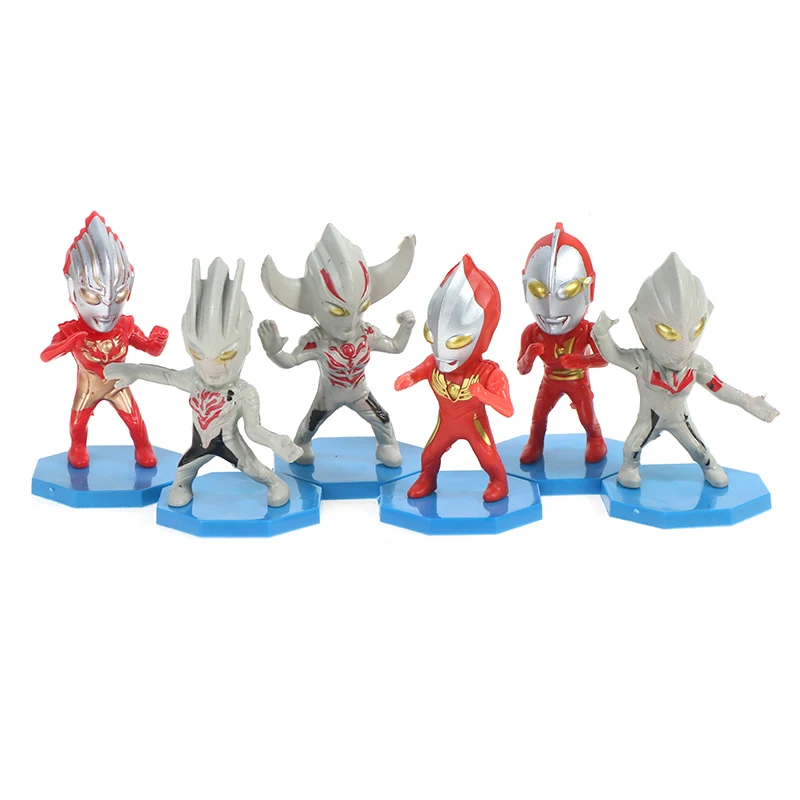

Экшн-фигурка Ультрамен из мультфильма, 6 шт./компл., пластиковая модель Megaman, игрушка, украшение торта, детские игрушки, подарок для детей