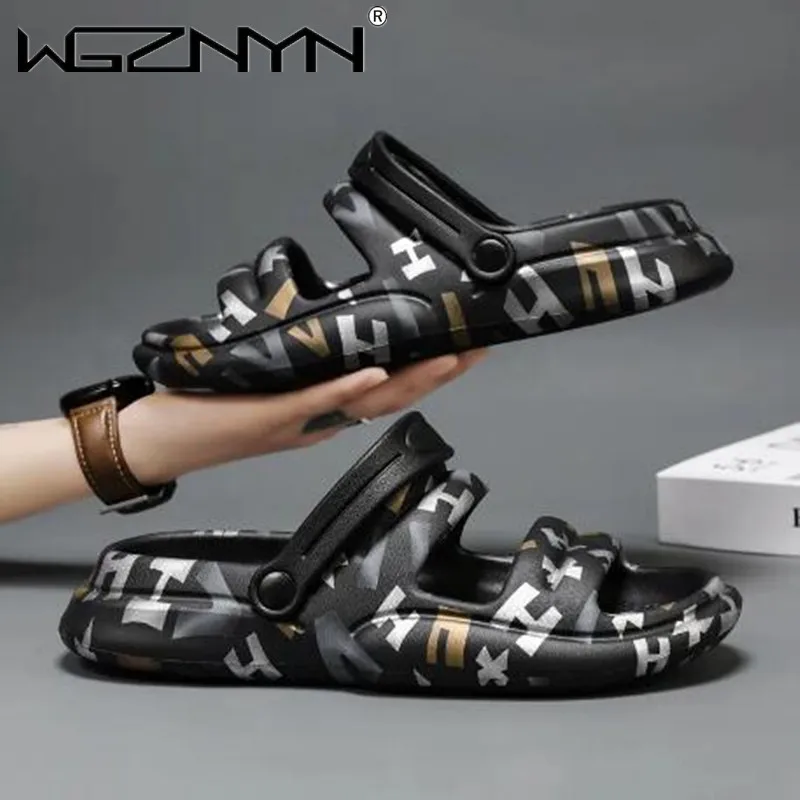 

Two Wear Beach Slippers Men Lightweight Platform Sandals Water Proof Comfortable Trendy Breathable Wear-Resistant Slides Shoes