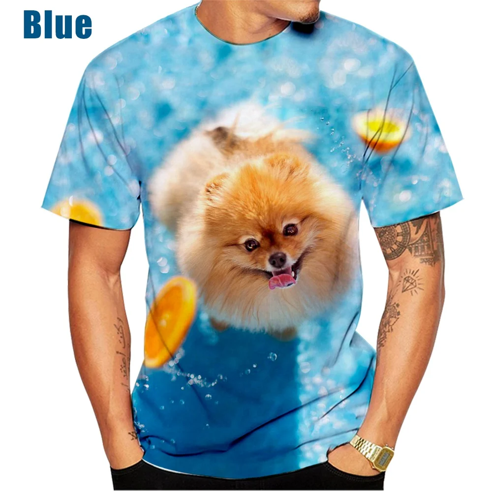 

Pomeranian Dog 3D Printing High Quality Round Neck T-shirt Men's and women's Fashion Casual Cute Short sleeve T-shirt XS~5XL