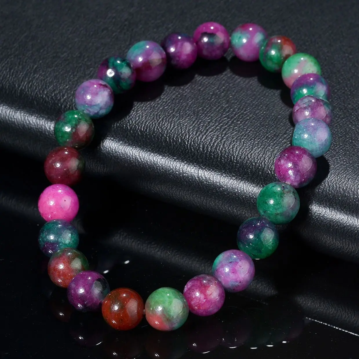 

New Natural Stone Beads Multicolor Bangle Healing Balance Rainbow Beads Bracelet for Women Reiki Prayer Yoga Wristband Jewelry