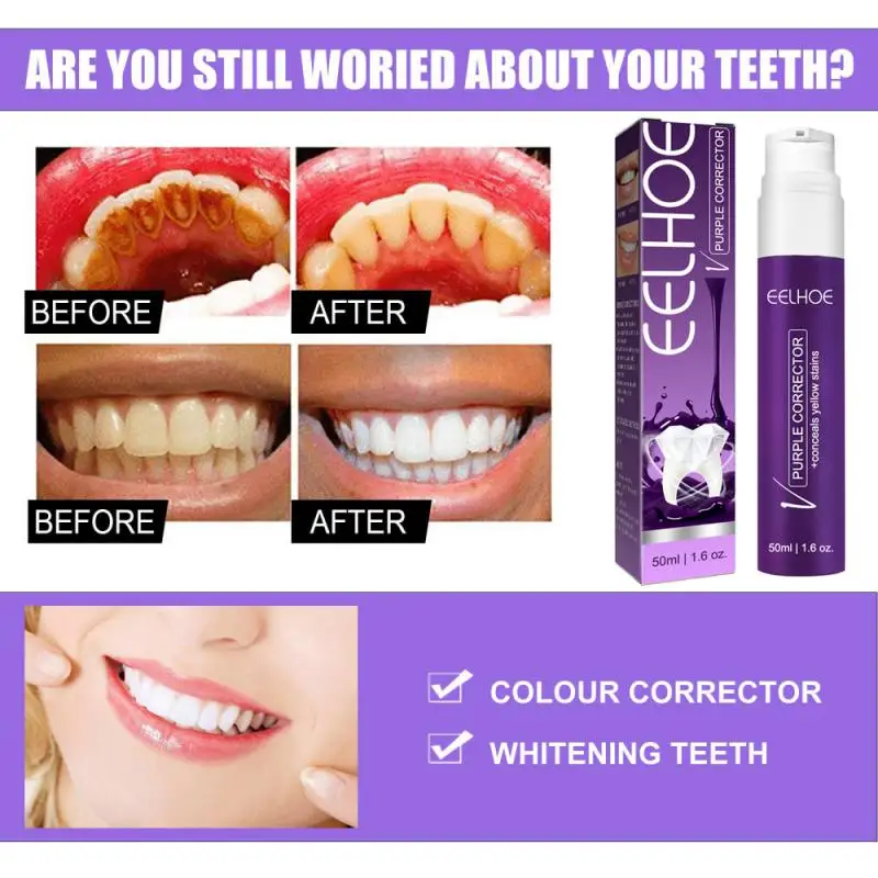 

Purple Whitening Toothpaste 1PC Safe Dentistry Mousse Toothpaste Refreshing Breath Oral Hygiene Stain Removal Cleasing Tool