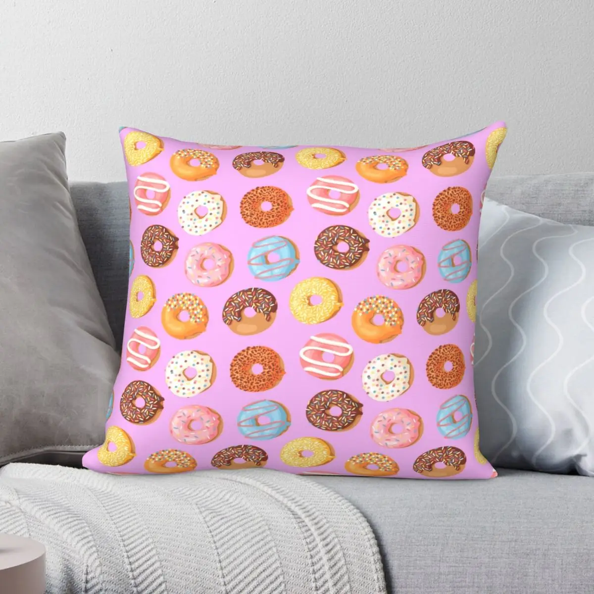 

Nuts For Donuts Pillowcase Polyester Linen Velvet Creative Zip Decor Throw Pillow Case Room Cushion Cover