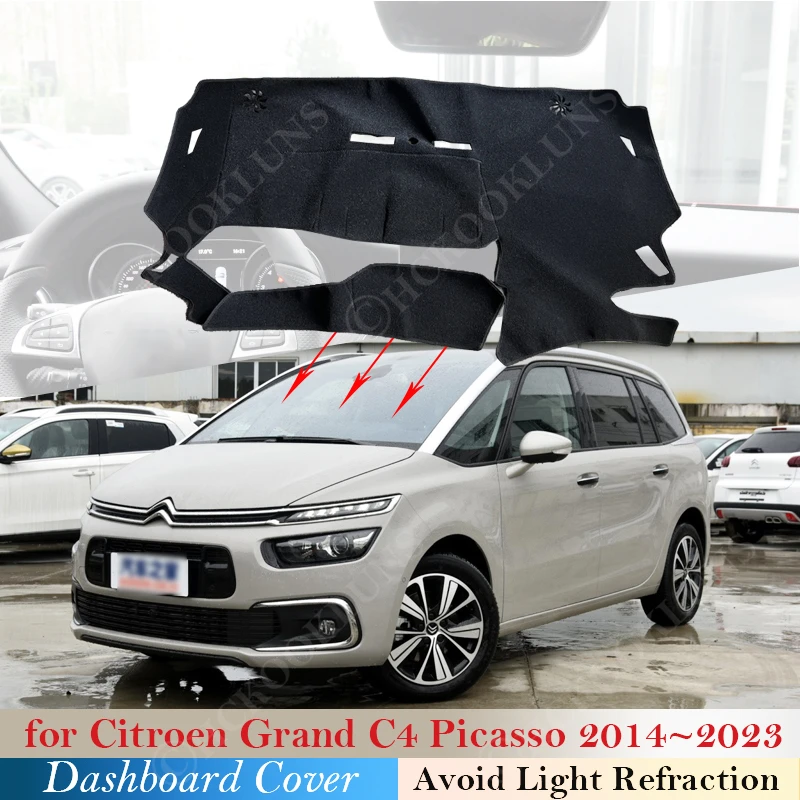 

Dashboard Cover Mat for Citroen Grand C4 Picasso Technospace 2014 - 2023 Anti-Slip Pad Sunshade Dashmat Protect Carpet 2020 2021