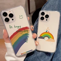 cartoon rainbow clear phone case for iphone 11 12 13 pro max 12 13 mini x xs xr max se 5 6 6s 7 8 plus luxury ultra thin funda