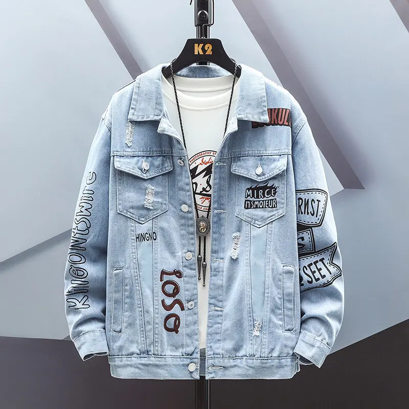 Ковбойское пальто для мужчин джинсовые куртки на пуговицах мужские свободные