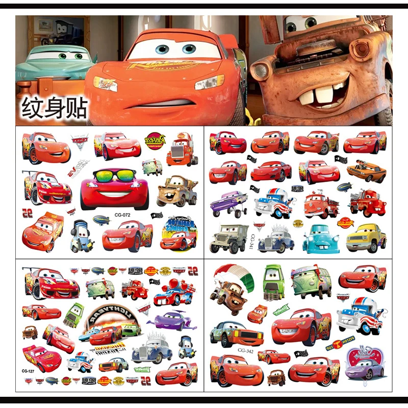 Машинки Disney McQueen водостойкие Мультяшные персонажи детское тело тату для пальцев