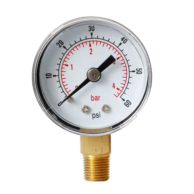 

40mm Face Pressure Gauge 1/8" BSPT Bottom Mount 15,30,60.100,160 200, 300 PSI & Bar for Air Gas Water Fuel Liquid
