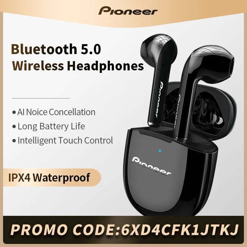 

Pioneer T1 Earphone Bluetooth-compatible Wireless Headphones Microphone TWS for Smart Cell Phone Fone De Ouvido Sem Fio Headset