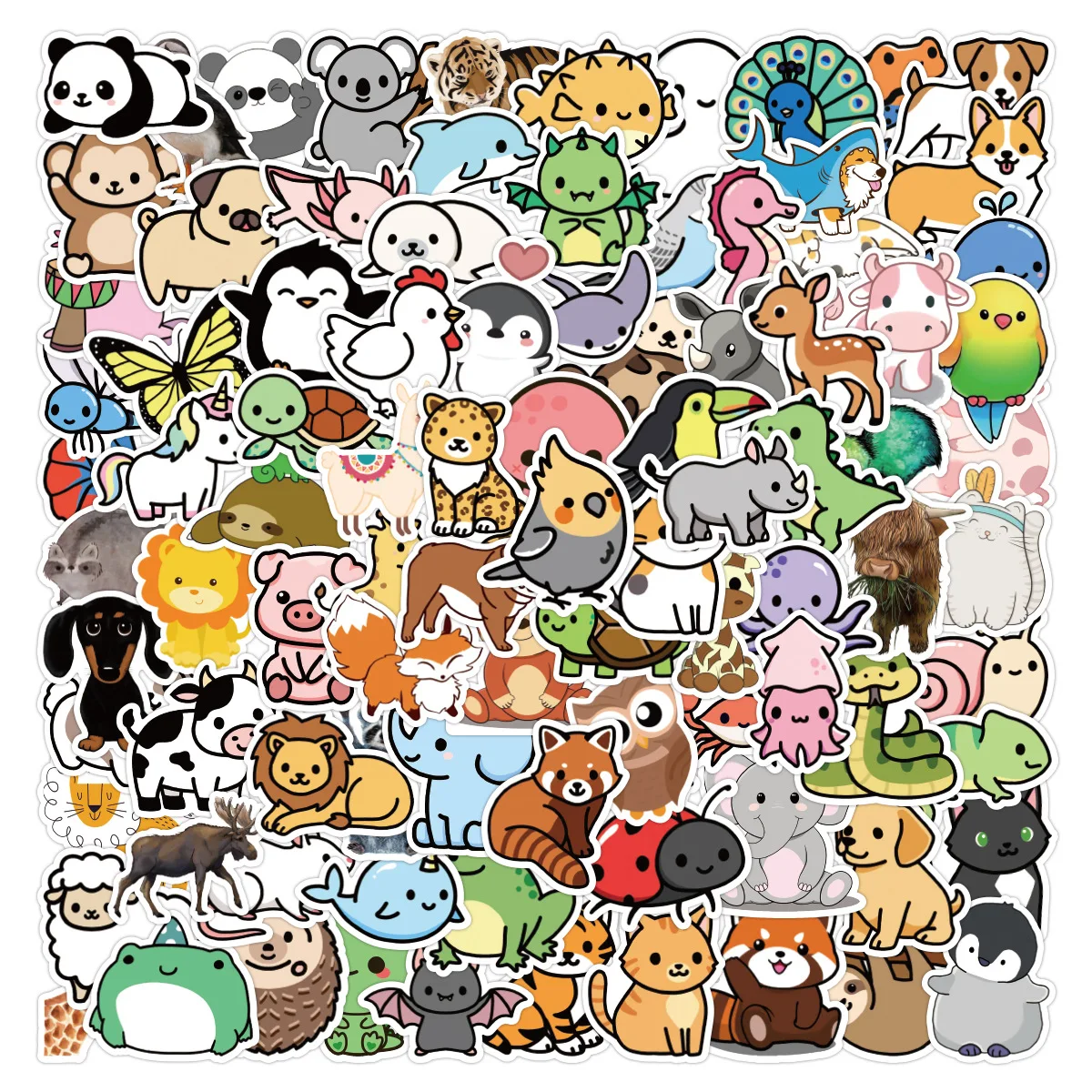 

10/30/50/100PCS Cute Mixed Animals Stickers DIY Laptop Phone Suitcase Notebook Cartoon Kawaii Sticker Graffiti Decals Kids Toys