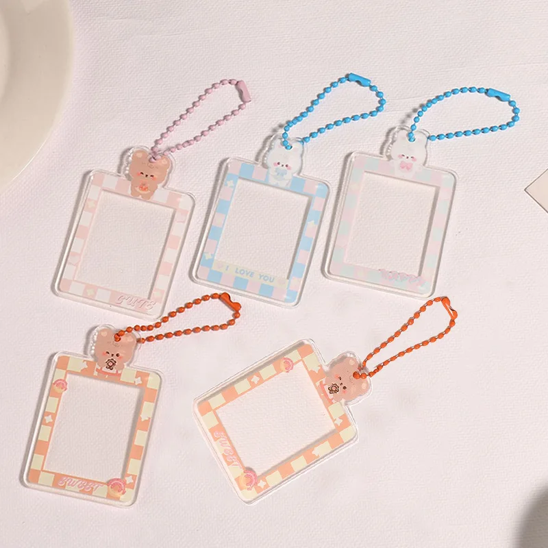 

Photocards Protector Photo Frame Idol Photo Sleeves School Stationery Keychain Bag Pendant DIY INS Transparent With Chain