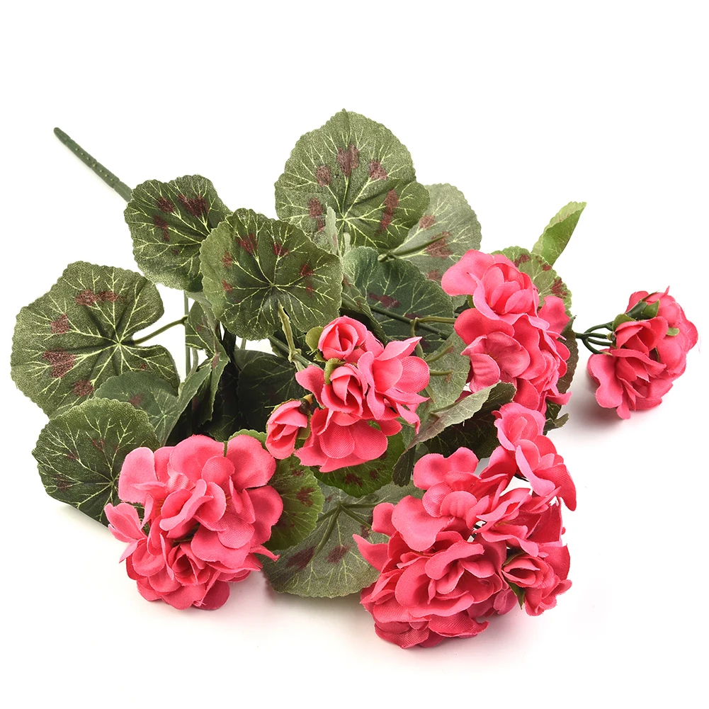 

Pink Geranium Artificial Flowers Room Home Decoration DIY Wedding Flower Arrangement Party Supplies Photo Props Silk Fake Flower