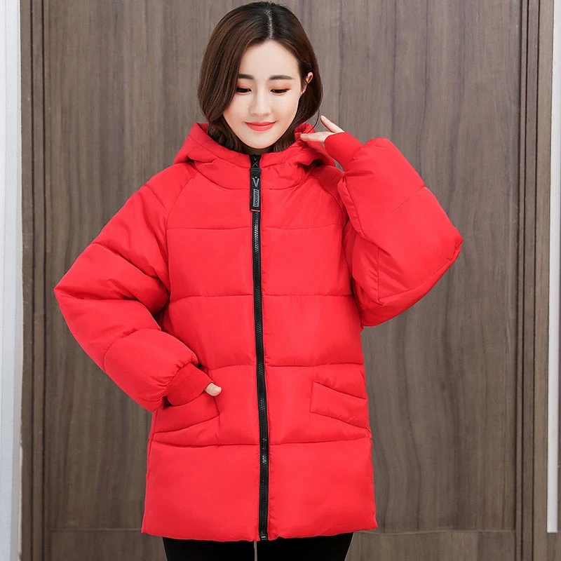 Women Oversize Hooded Down Parka 2022 New Winter Thick Warm Cotton Coat Long Sleeve Cotton-Padded Warm Loose Tops Female Outwear