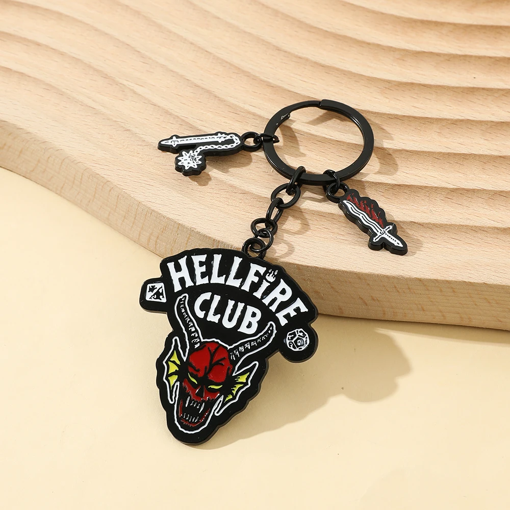 

Hellfire Club Keychain Eddie Munson Jewelry Women Men Trinket Key Holder Bag Charm Accessories Aesthetic