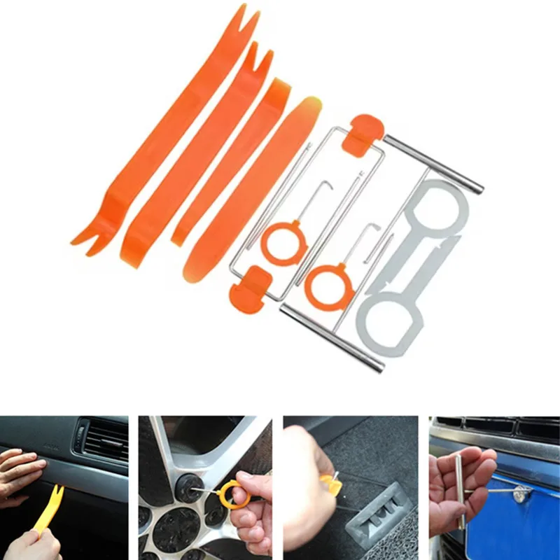 

12 шт./набор, пластиковые приспособления для удаления накладки, автомобильные аксессуары для Peugeot RCZ 206 207 208 301 307 308 406 407 408 508 2008-6008