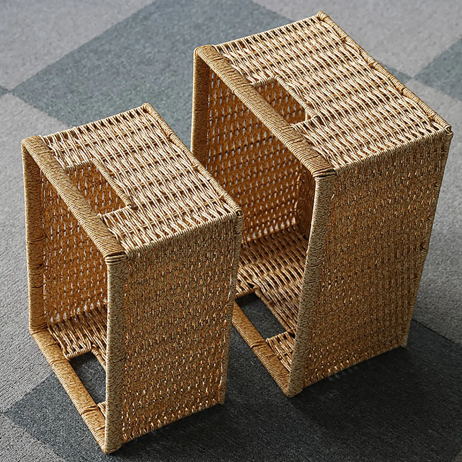 

Hand-Woven Storage Basket Rattan Storage Wicker Baskets Toys Books Food Breakfast Display Box Handicrafts Home Decoration
