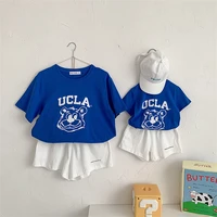 family match boy girl suits toddler sister brother clothes set cute print kids summer cotton outfits family look big size set