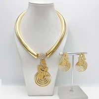2022 african dubai wedding earrings pendant necklace designed for the bride nigerian gold plated fashion jewelry