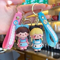 cute beautiful girl design keychain for car and bags couples matching key ring pendant jewelry christmas gifts and souvenirs