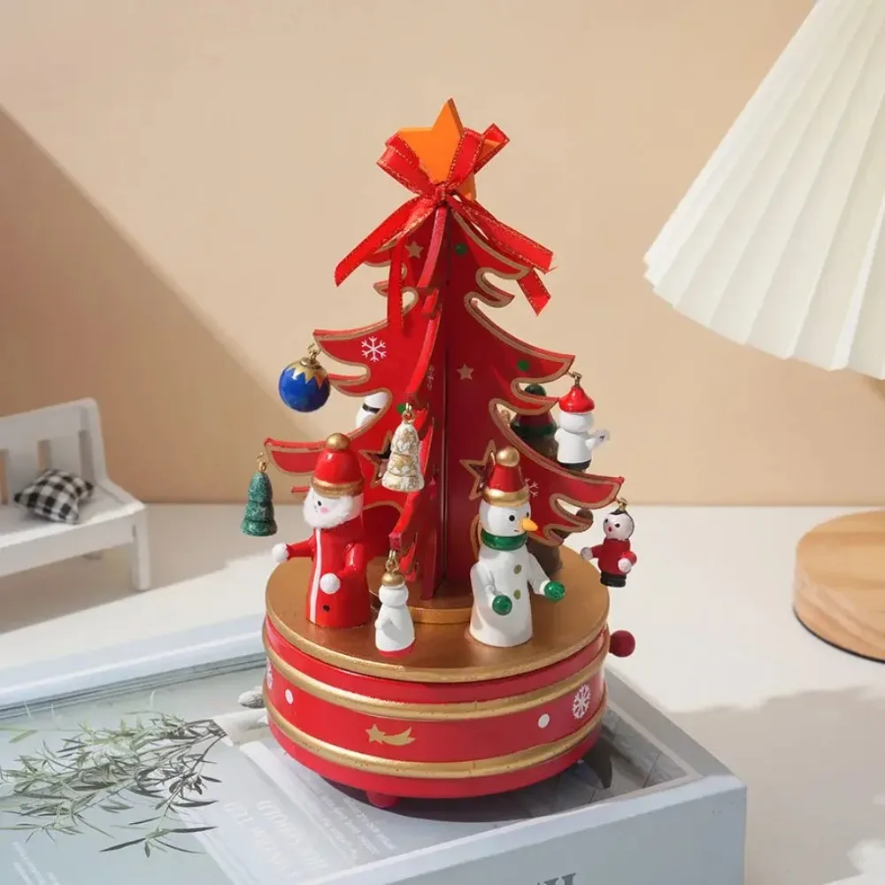 Фото Рождественские игрушки-карусели, автоматические музыкальные шкатулки с веселым ходом, подарки на свадьбу, день рождения, украшение для детской комнаты, Рождественский домашний декор №4