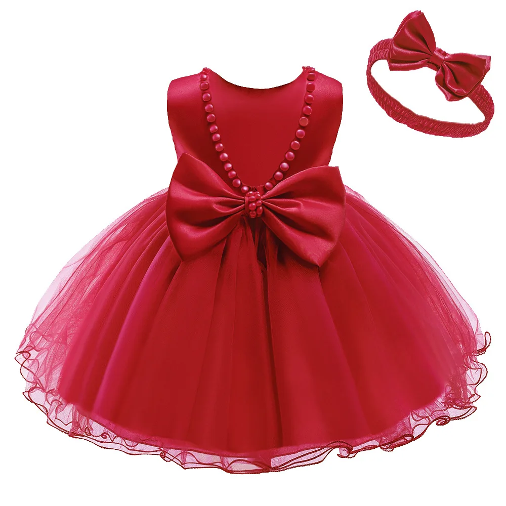 

Baby Girls Birthday Dress Pea 6m-6Year Newborn Baptism Pink Clothes Toddler Kid Birthday Pageant Communion Princess Dress