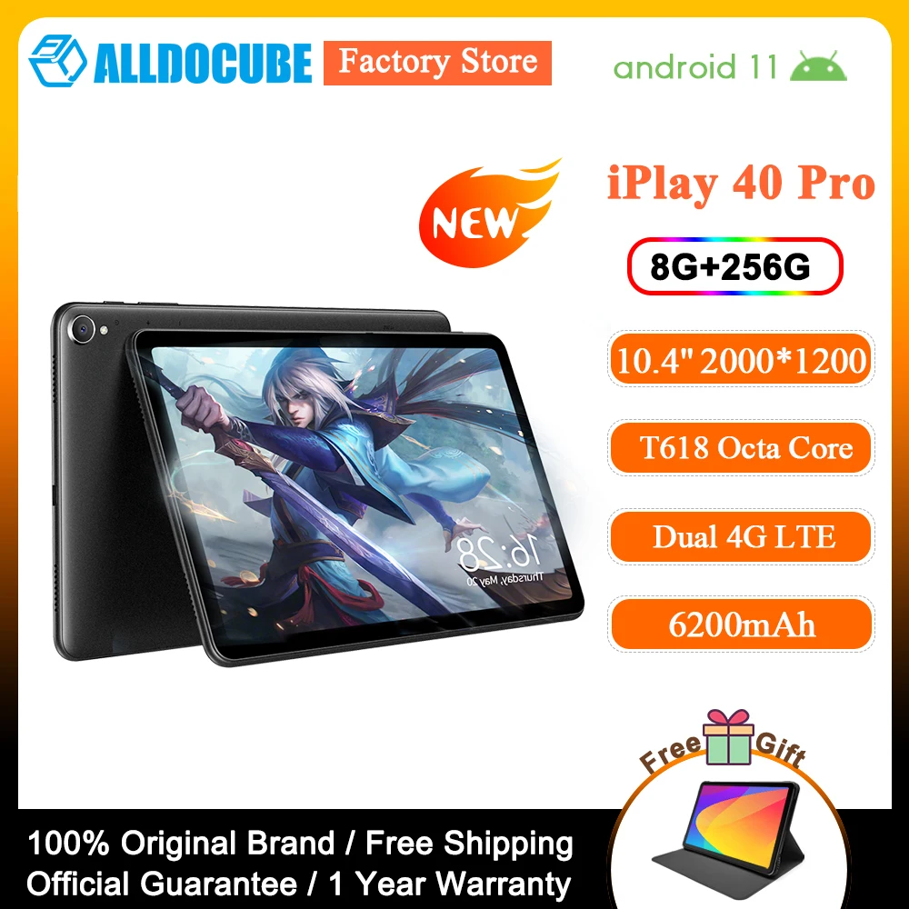 [Newest]ALLDOCUBE iPlay 40 Pro 10.4'' Tablet Android 11 2K 2000x1200 FHD 8GB RAM 256GB ROM UNISOC T618 OctaCore 4G LTE Dual Wifi