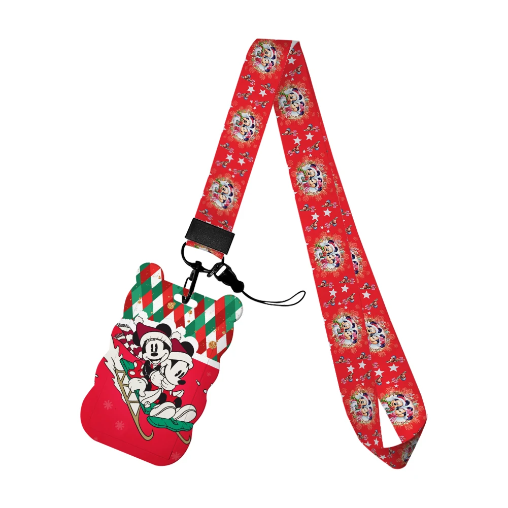 Рождественский ремешок с Микки Маусом держатель для кредитных карт значок