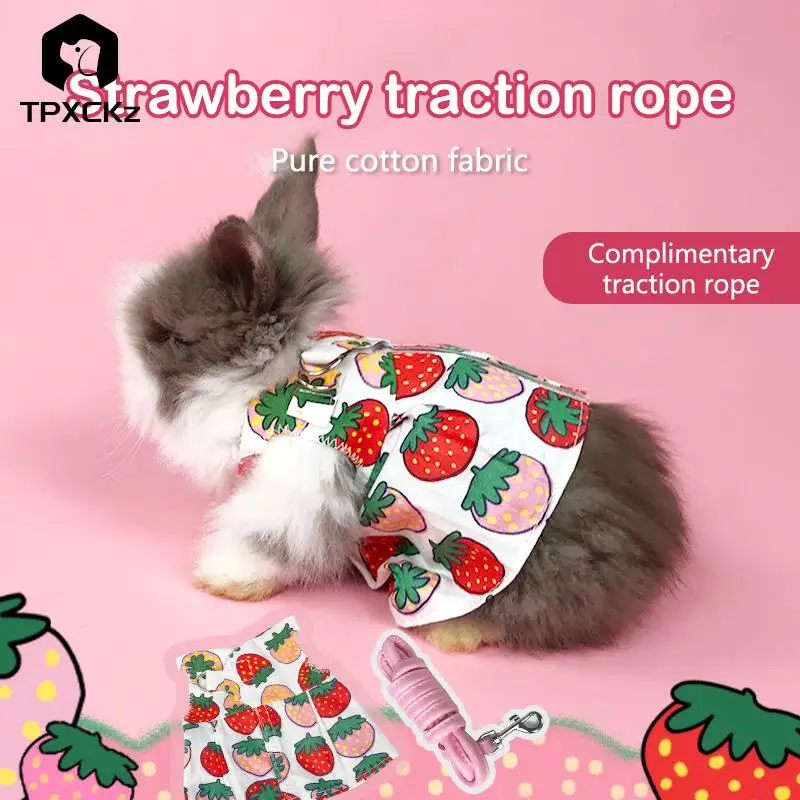 

Жилет и поводок для кролика, удобная одежда с аксессуарами, дорожный нагрудный ремень для кролика хорька, кролика, хомяка, щенка