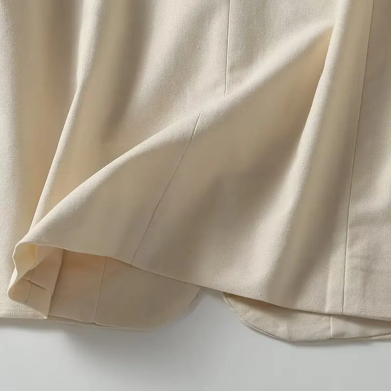 Elmsk French Simple Ladies Single  Vest Fashion Beige Breasted Color Sleeveless Blazers Women Tops