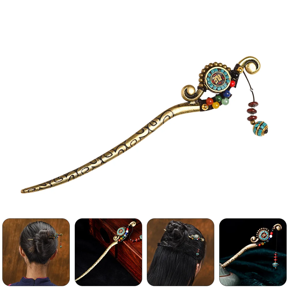 

Hair Chinese Clip Traditional Barrettes Sticks Hanfu Pin Fork Chignon Flower Alloyhair Alloy Metal Accessories Oriental Stick