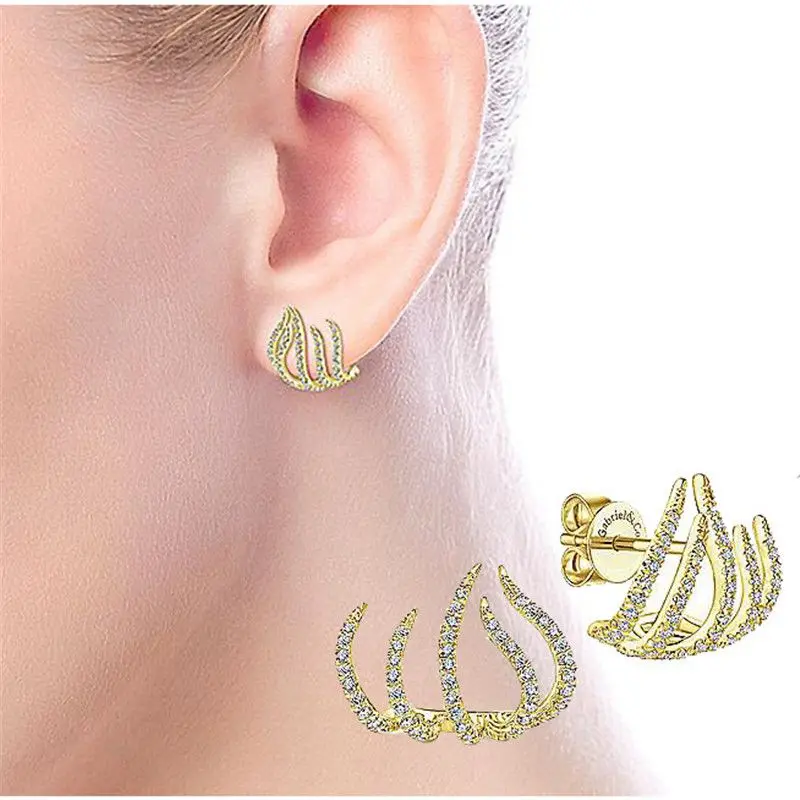 

Silver Stud Earrings Cubic Zirconia Wedding Fashion for Women Jewelry Gift