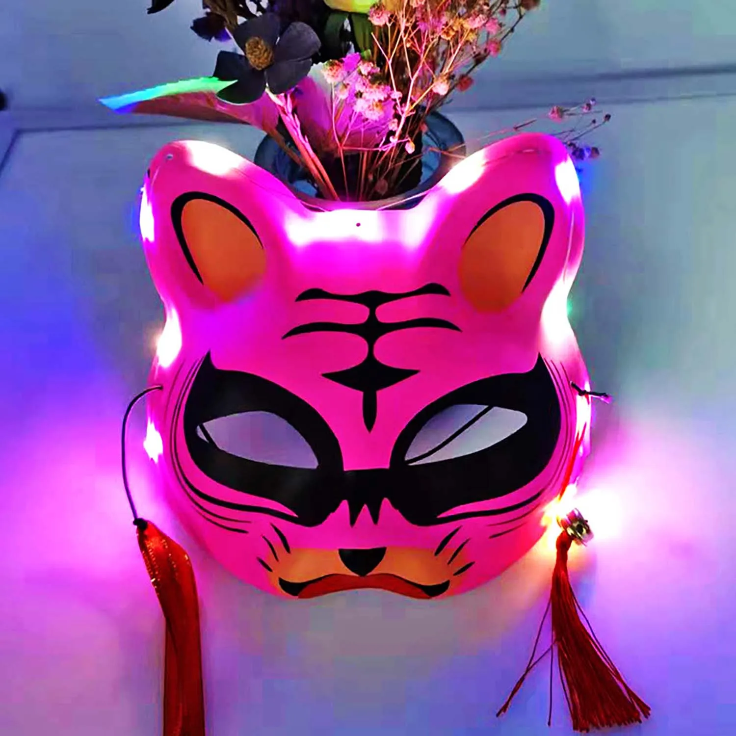 Животные лиса тигр кот косплей маски для взрослых со светодиодсветильник