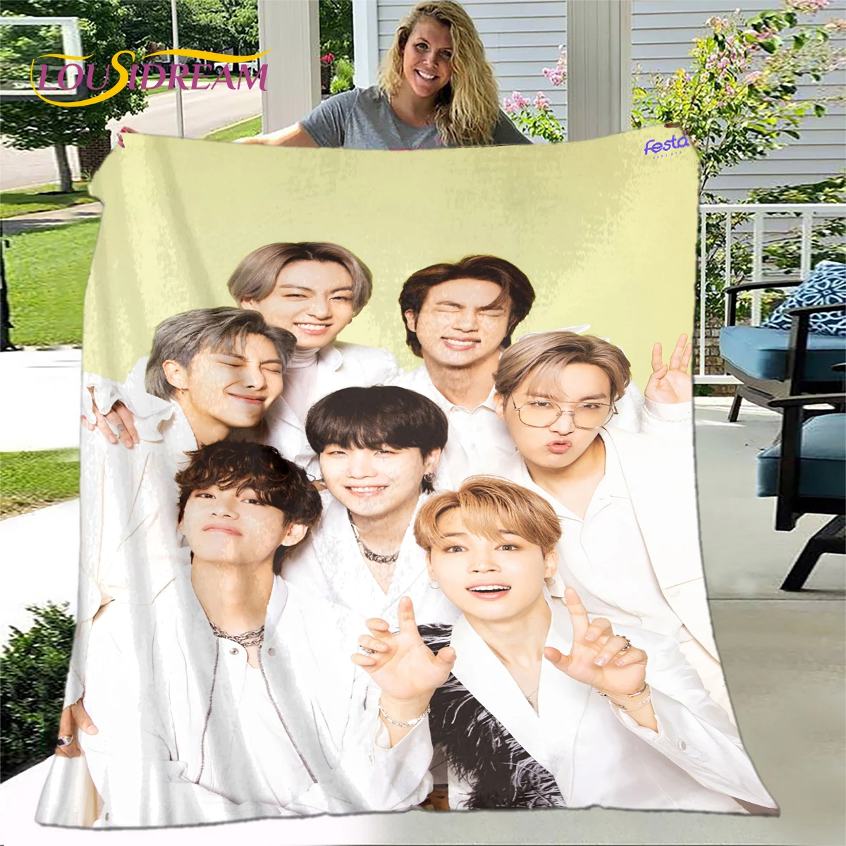 

Kpop Star Bangtan Boys Blanket,Flannel Blanket Throw Blanket,Soft Warm Blanket for Living Room Bedroom Beds Sofa Decor Fans Gift