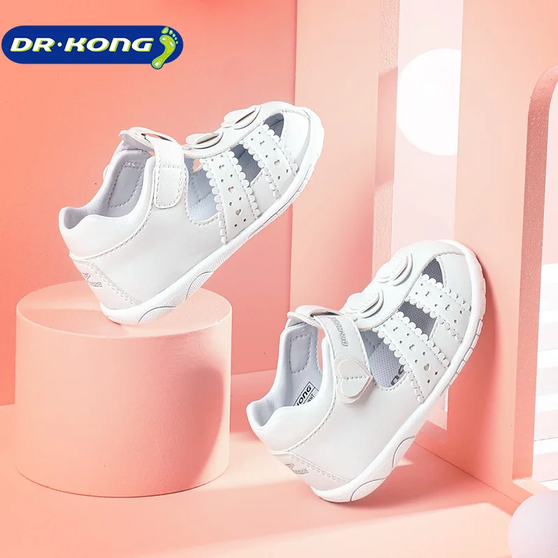 Dr Kong Summer White Sandals Girls Infant Shoes Heart Lace Garden Shoes Baby Shoes