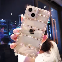 new light luxury womens case for iphone 11 12 13 mobile phone case for iphone 13 12 11 pro max pearl rhinestone phone case