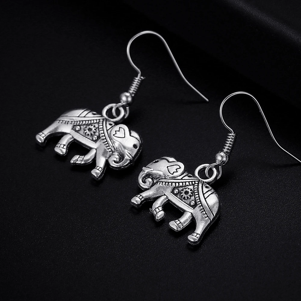 

Модные Винтажные висячие серьги в форме слона, антикварные посеребренные серьги для женщин и девушек, ретро висячие серьги, милые серьги, ювелирные изделия