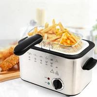 1 2l stainless steel single tank electric deep fryer smokeless french fries chicken grill multifunction mini hotpot oven eu