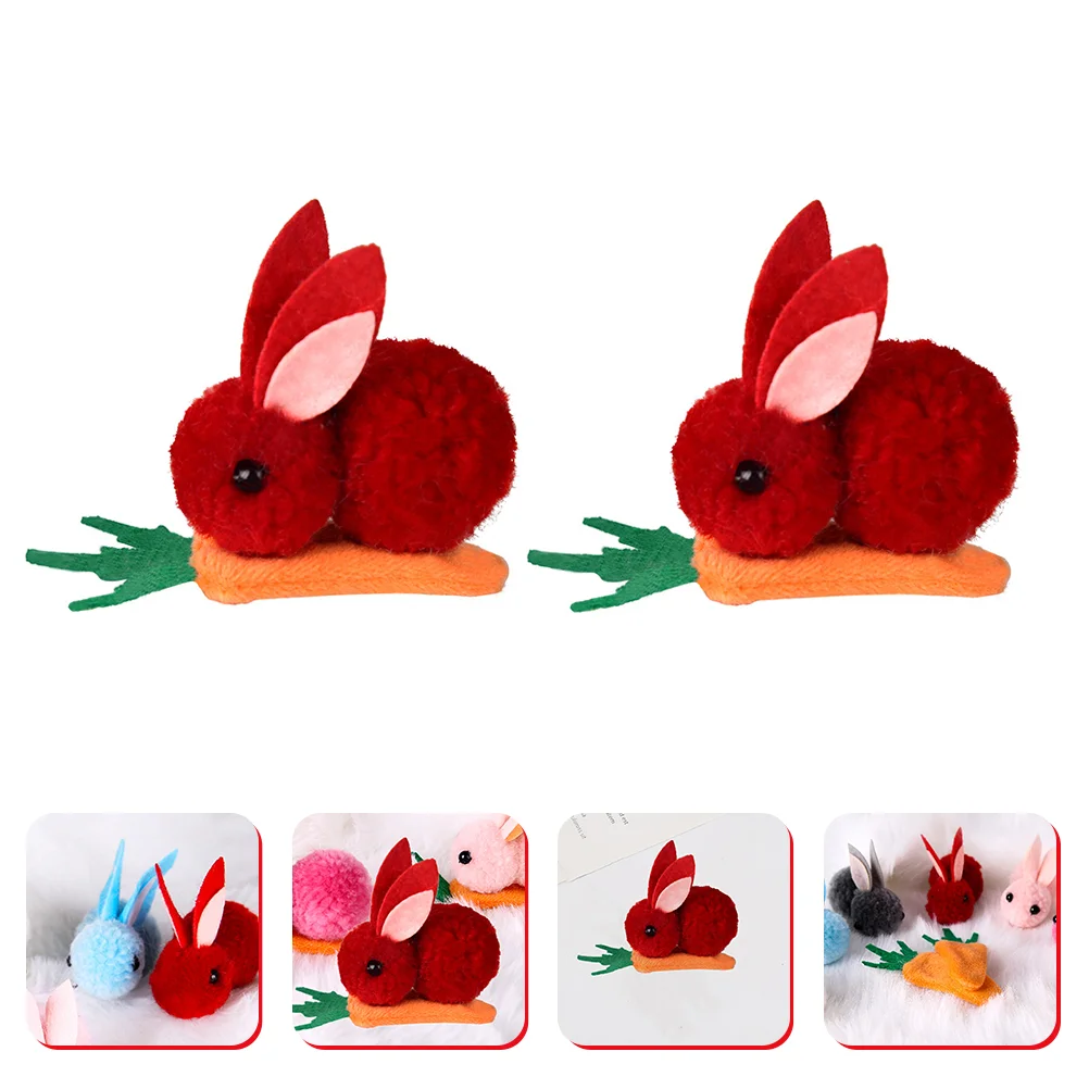

2 Pcs Bunny Hairpin Stuffed Bunnies Rabbit Snap Clips Small Headdress Ear Lovely Cotton Baby Girl