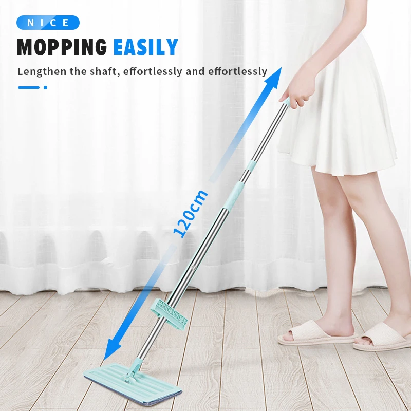 

Flat Mop Hands Free Wash Squeeze Mop with 2 Microfiber Pads, 360 Degree Spin Mop, Easy Self Wringing Cleaning Floor Mop