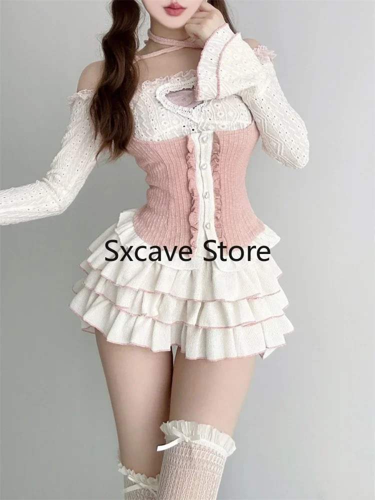 Одежда в японском стиле Kawaii комплект из 3 юбок женская облегающая одежда для