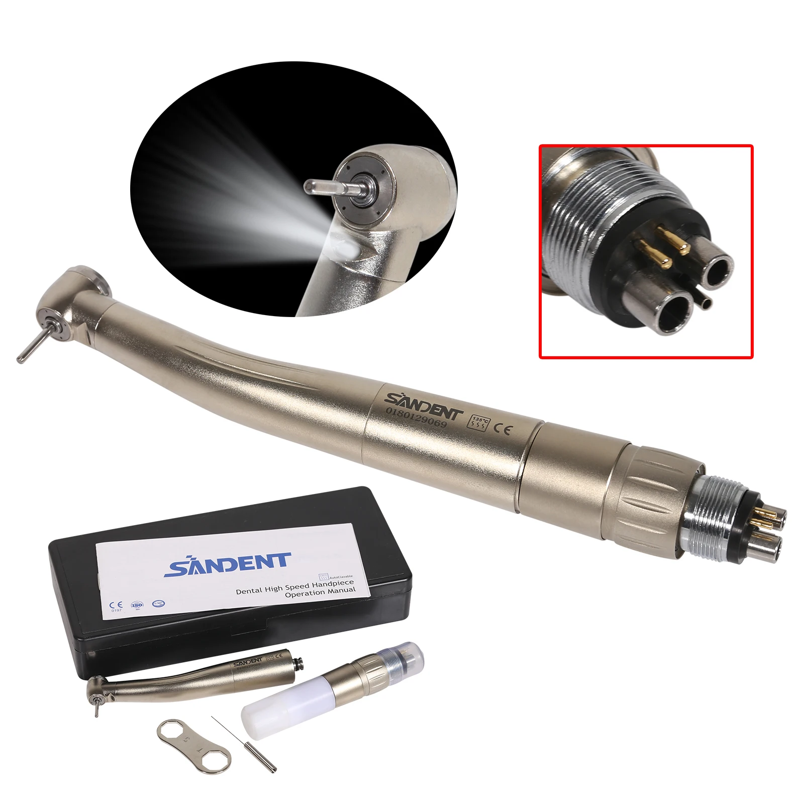 SANDENT 4-сторонний распылитель воды стоматологический оптоволоконный наконечник