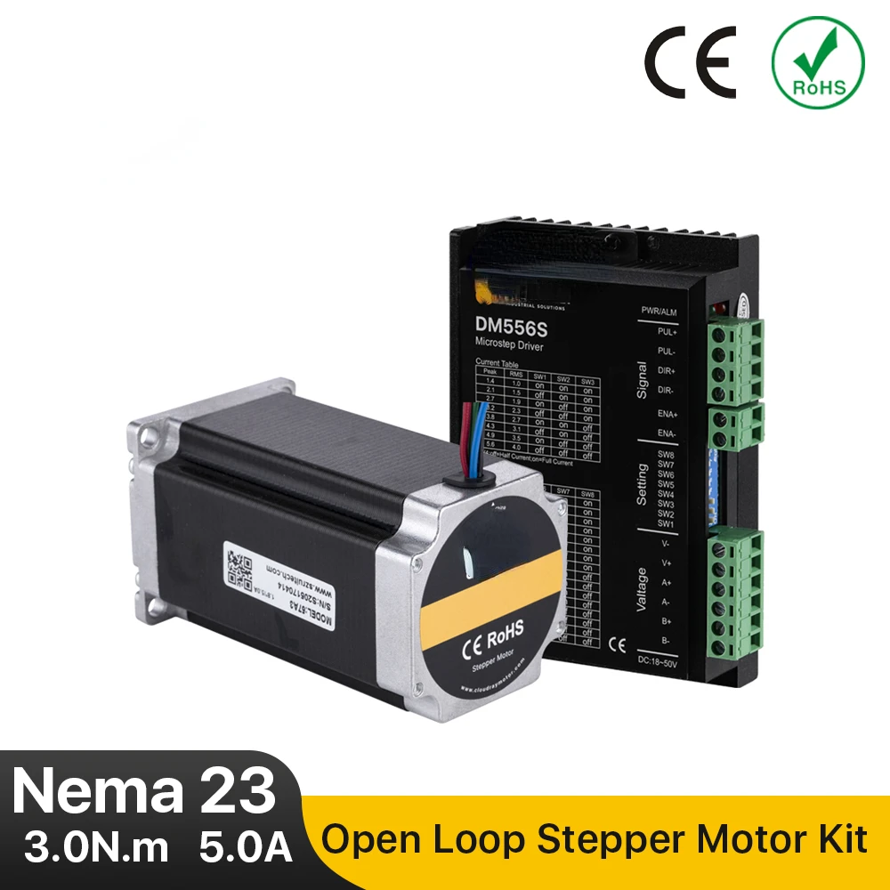 

Комплект шагового двигателя Cloudray Nema 23, 2 фазы, 3 Нм, 5,0 А, 23CS30C-500 + DM556S, для 3D-принтера, гравировально-фрезерного станка с ЧПУ